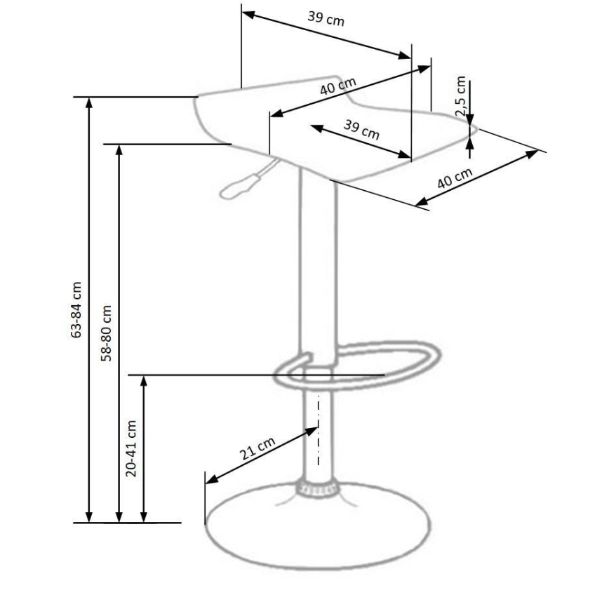 Barstool 84x40 cm black/shiny chrome