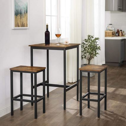 BARTIS Bar Table, Brown/Black