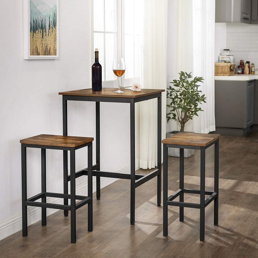 BARTIS Bar Table, Brown/Black