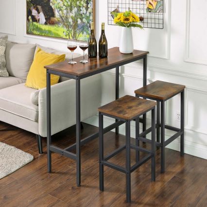 BARTIS Bar Table, Brown/Black