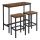 BARTIS Bar Table Set with 2 Bar Stools, Brown/Black