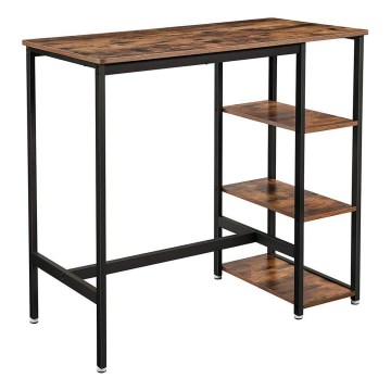BARTIS bar table with shelves, brown/black