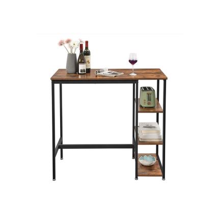 BARTIS bar table with shelves, brown/black