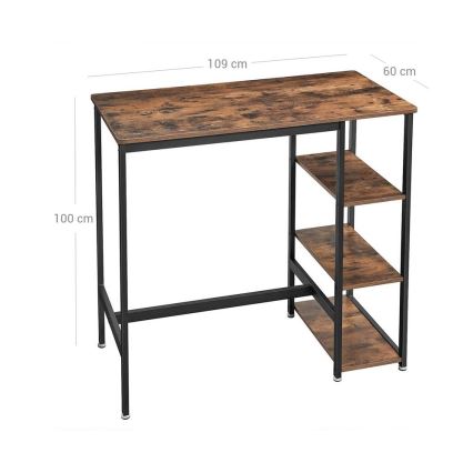 BARTIS bar table with shelves, brown/black