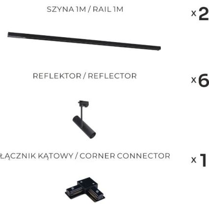Бартки освітлення Zuma Line - Настінний світильник в системі 6xGU10/35W/230V чорний