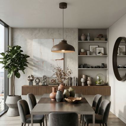 BASCA cable-hung pendant light 1xE27/15W/230V, brown