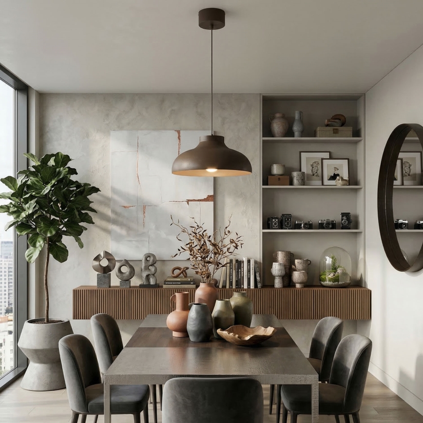 BASCA cable-hung pendant light 1xE27/15W/230V, brown