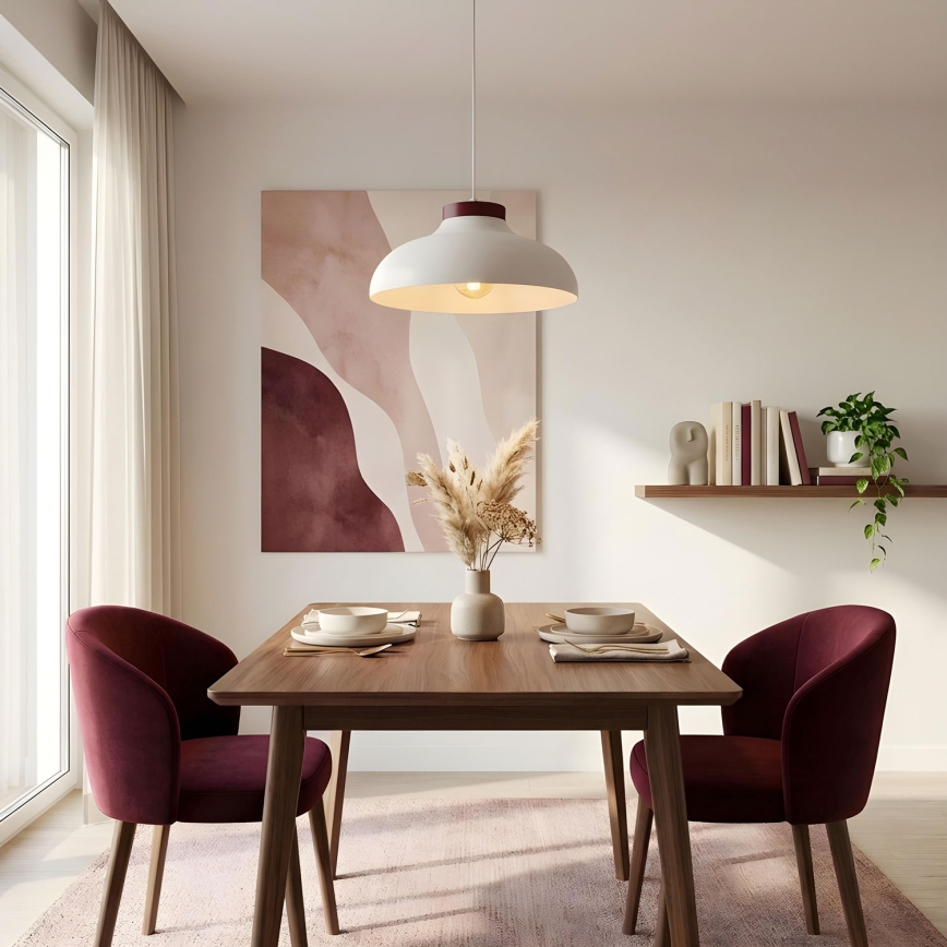 BASCA Cable Pendant 1xE27/15W/230V Cream/Burgundy