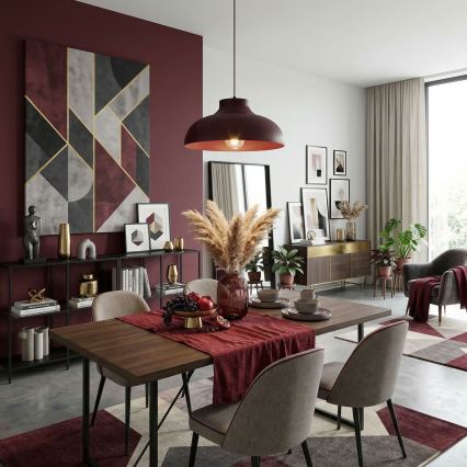 BASCA Cord Pendant Light 1xE27/15W/230V Burgundy