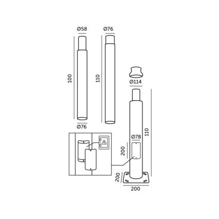 BASE 3 m Metal Pole for Outdoor Lighting — Black