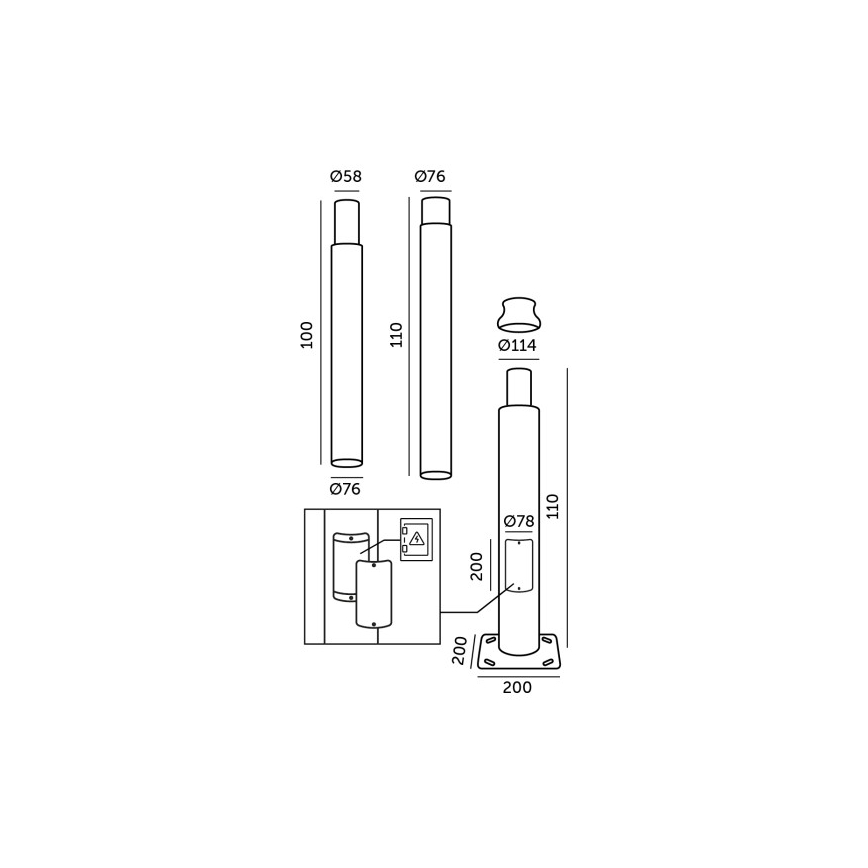 BASE 3 m Metal Pole for Outdoor Lighting — Black
