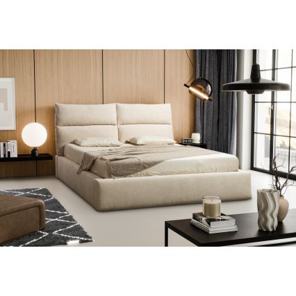BASIL upholstered bed frame, 160 x 200 cm, beige