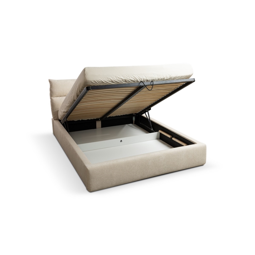 BASIL upholstered bed frame, 160 x 200 cm, beige