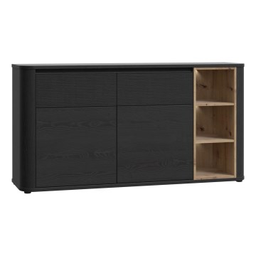 BASKO Chest of Drawers, Black/Oak
