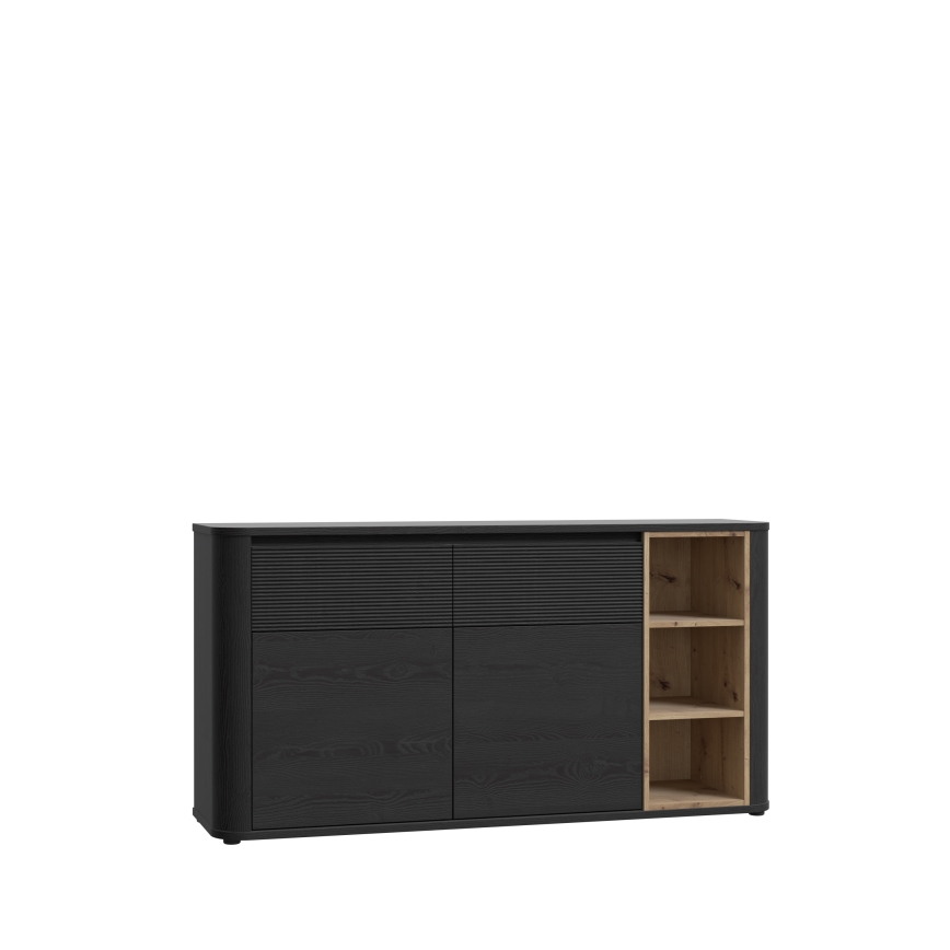 BASKO Chest of Drawers, Black/Oak