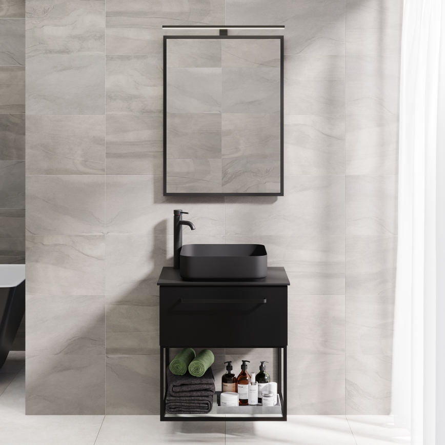 BATH DELUXE 01-060-05-02-00 - Bathroom mirror BORGSTED 60x80 cm black