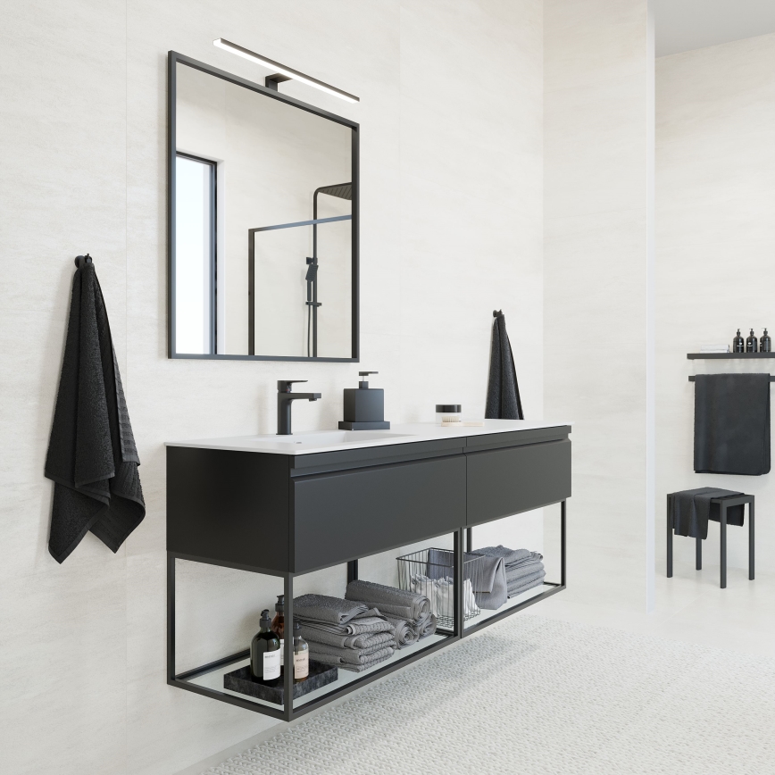 BATH DELUXE 01-080-05-02-00 - Bathroom mirror BORGSTED 80x80 cm black