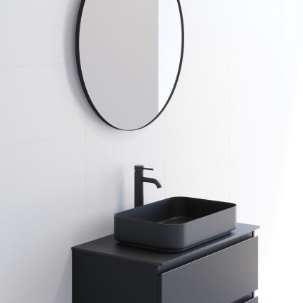 BATH DELUXE 01-080-09-02-00 - Bathroom mirror BORGSTED d. 80 cm black