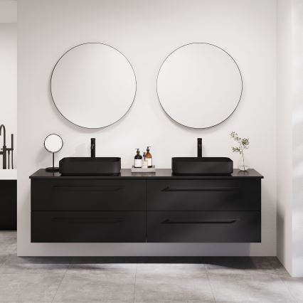 BATH DELUXE 01-080-09-02-00 - Bathroom mirror BORGSTED d. 80 cm black