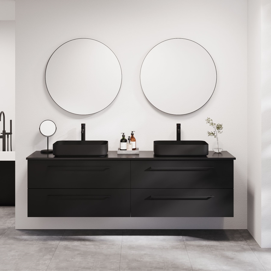 BATH DELUXE 01-080-09-02-00 - Bathroom mirror BORGSTED d. 80 cm black