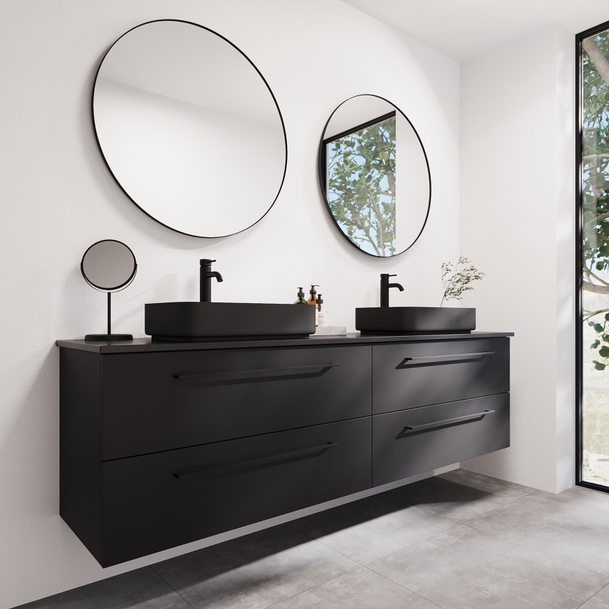 BATH DELUXE 01-080-09-02-00 - Bathroom mirror BORGSTED d. 80 cm black