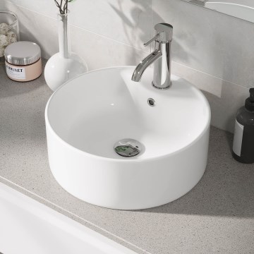 BATH DELUXE 06-038-09-11-00 - VIKEDAL countertop washbasin Ø 38 cm, ceramic/white