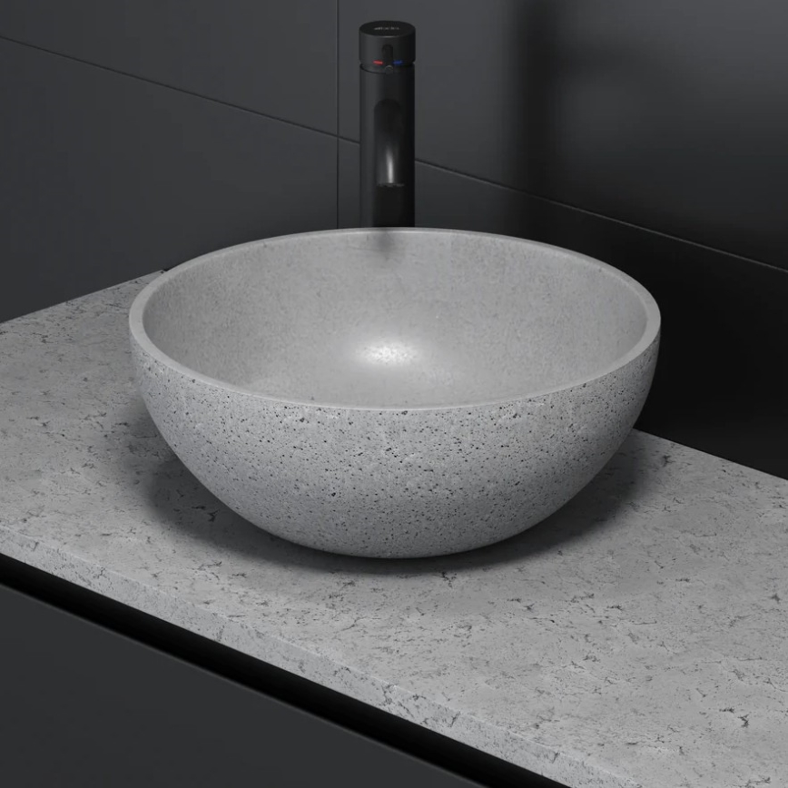 BATH DELUXE 06-039-19-23-00 - BERGEN countertop basin Ø 39 cm concrete/grey