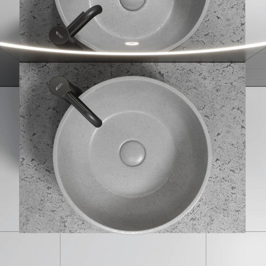 BATH DELUXE 06-039-19-23-00 - BERGEN countertop basin Ø 39 cm concrete/grey