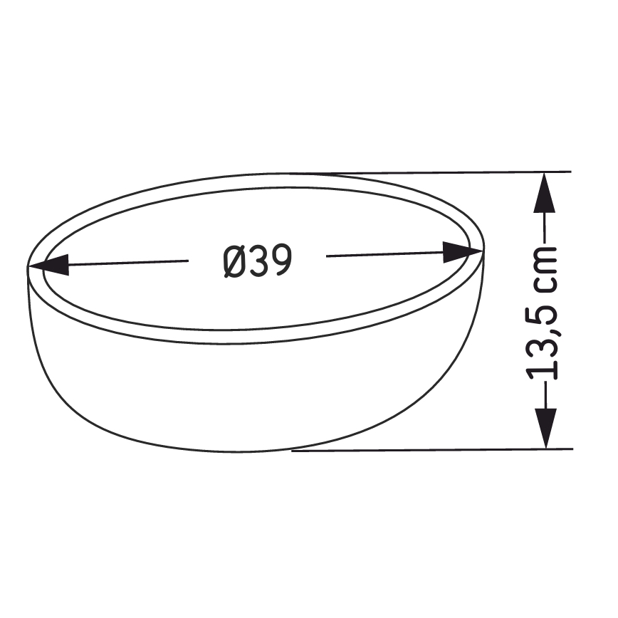 BATH DELUXE 06-039-19-23-00 - BERGEN countertop basin Ø 39 cm concrete/grey