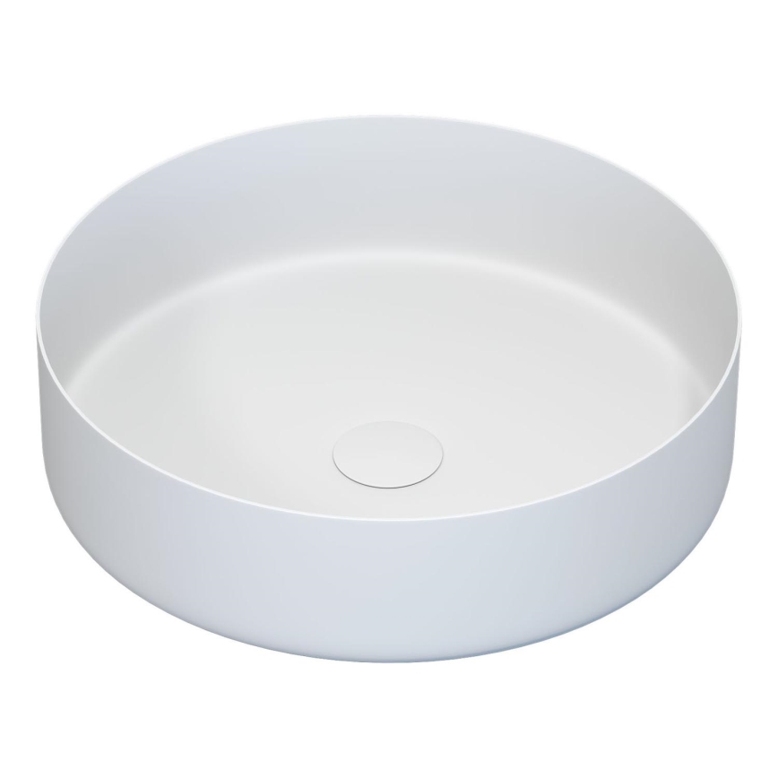 BATH DELUXE 06-040-16-01-00 - LJORDAL countertop basin, Ø 40 cm, stainless steel/matte white