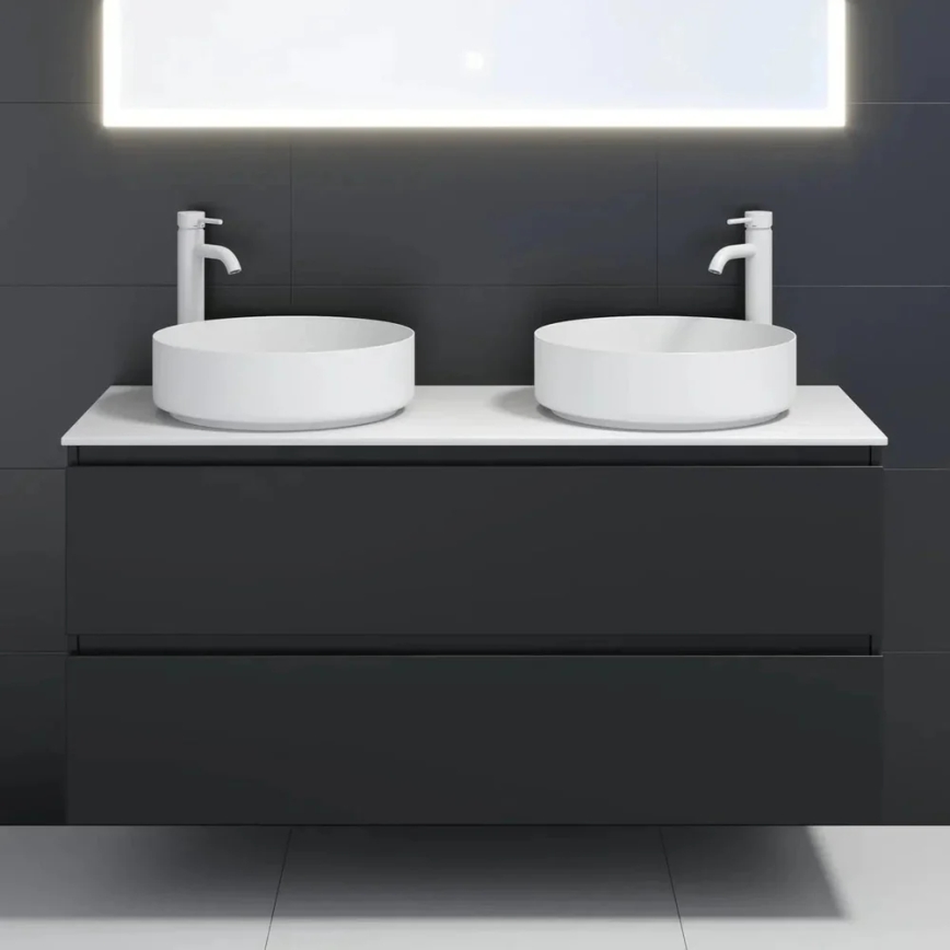 BATH DELUXE 06-040-16-01-00 - LJORDAL countertop basin, Ø 40 cm, stainless steel/matte white