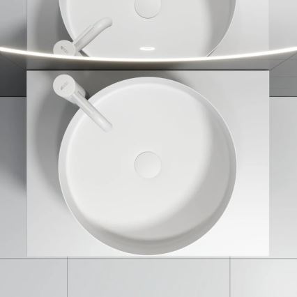 BATH DELUXE 06-040-16-01-00 - LJORDAL countertop basin, Ø 40 cm, stainless steel/matte white