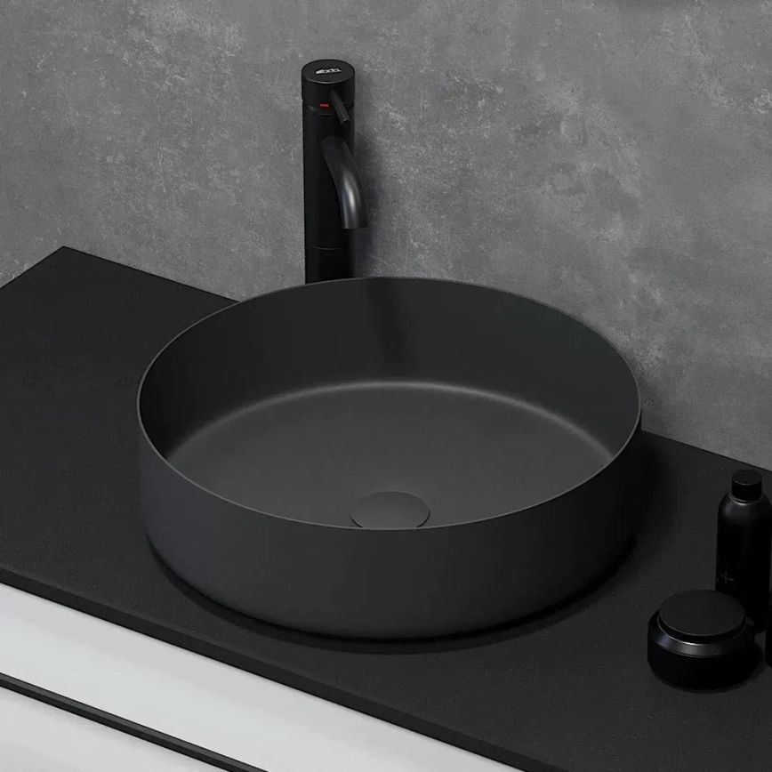 BATH DELUXE 06-040-16-02-00 - LJORDAL countertop basin Ø 40 cm stainless steel/matte black