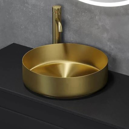 BATH DELUXE 06-040-16-70-00 - LJORDAL Countertop Basin Ø 40 cm, Stainless Steel / Brushed Brass