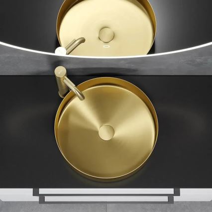 BATH DELUXE 06-040-16-70-00 - LJORDAL Countertop Basin Ø 40 cm, Stainless Steel / Brushed Brass