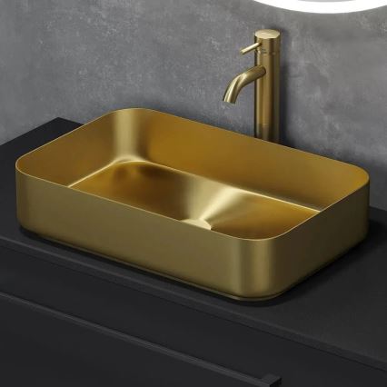 BATH DELUXE 06-052-18-70-00 - LJORDAL 52 x 34 cm countertop basin, stainless steel / brushed brass