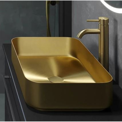 BATH DELUXE 06-052-18-70-00 - LJORDAL 52 x 34 cm countertop basin, stainless steel / brushed brass