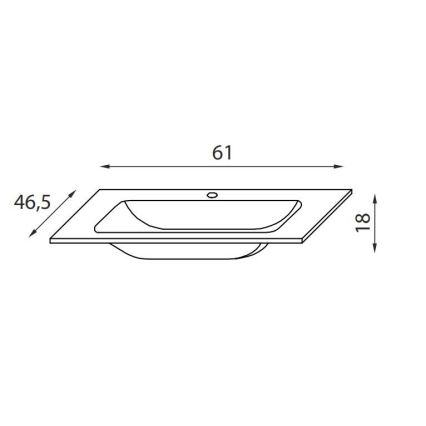 BATH DELUXE 06-060-60-11-01 - Inset basin CHICAGO 61x46,5 cm shiny white