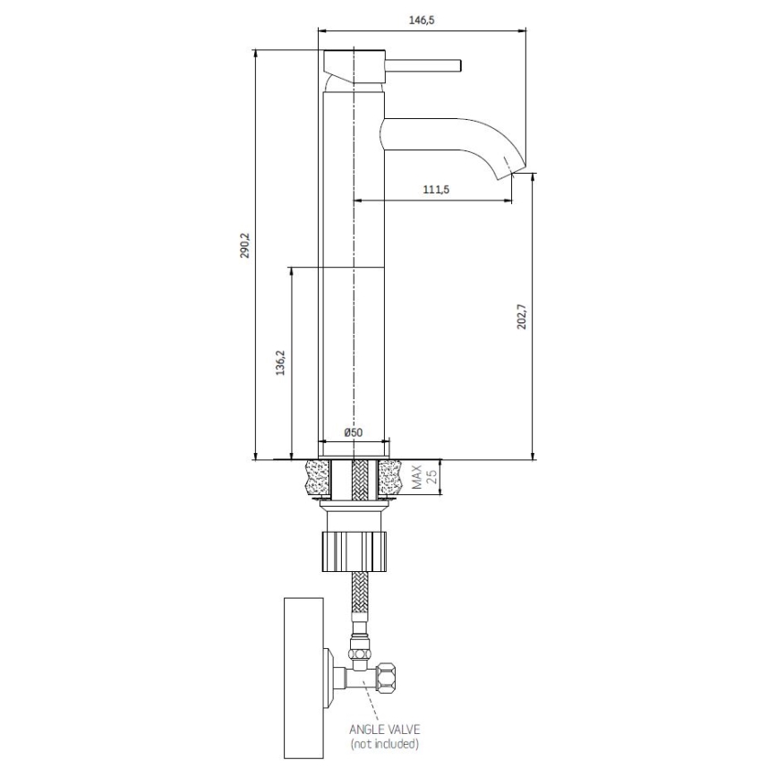 BATH DELUXE 28-005-02-60-00 - Basin tap DRAGOR 29 cm shiny chrome