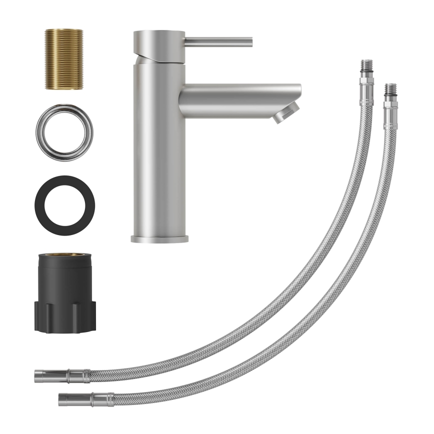 BATH DELUXE 28-017-03-71-02 - Basin tap RINGSTED 17,8 cm brushed stainless steel