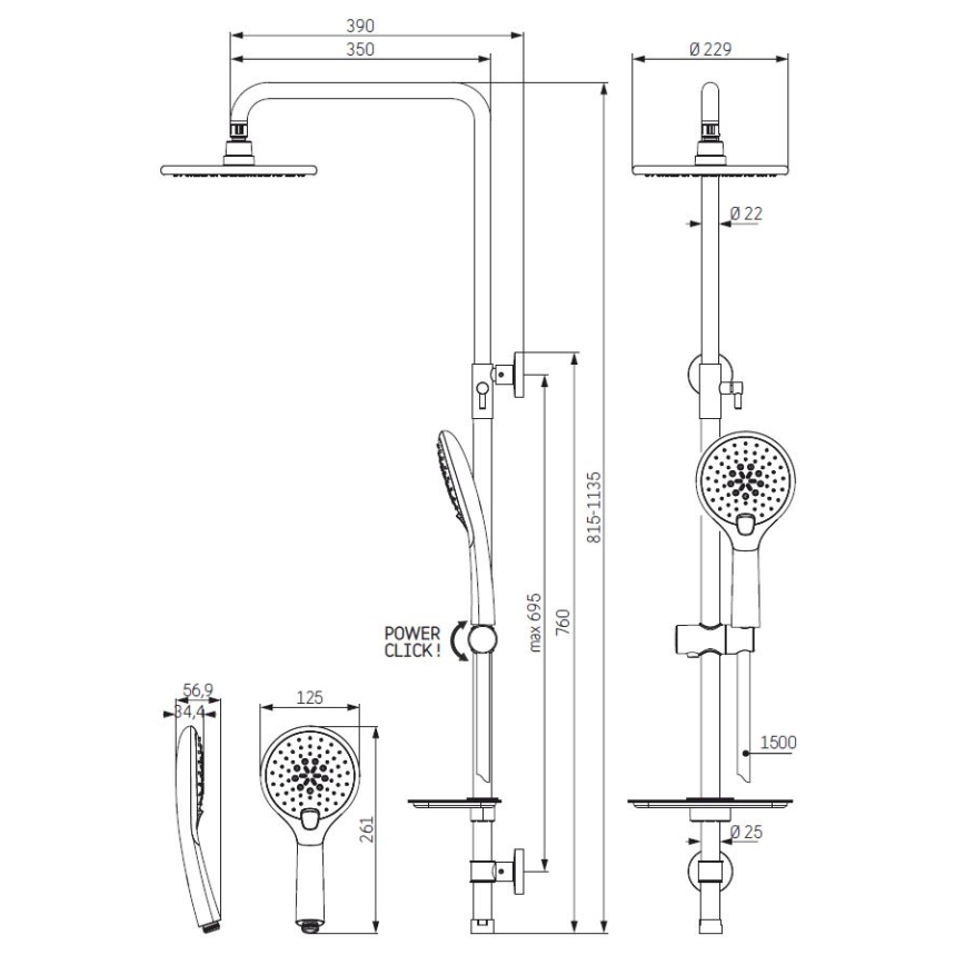 BATH DELUXE 31-120-02-02-00 - Shower set MARTOFTE matte black
