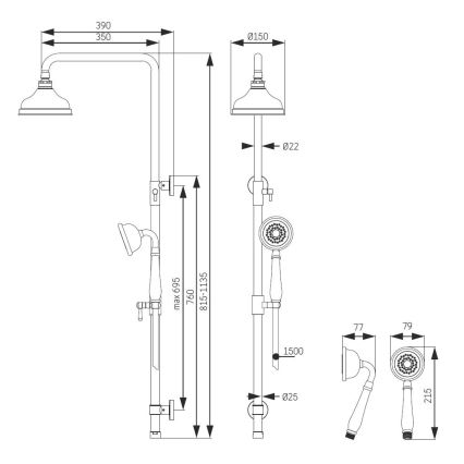 BATH DELUXE 31-120-04-64-00 - Shower set AEROSKOBING shiny brass