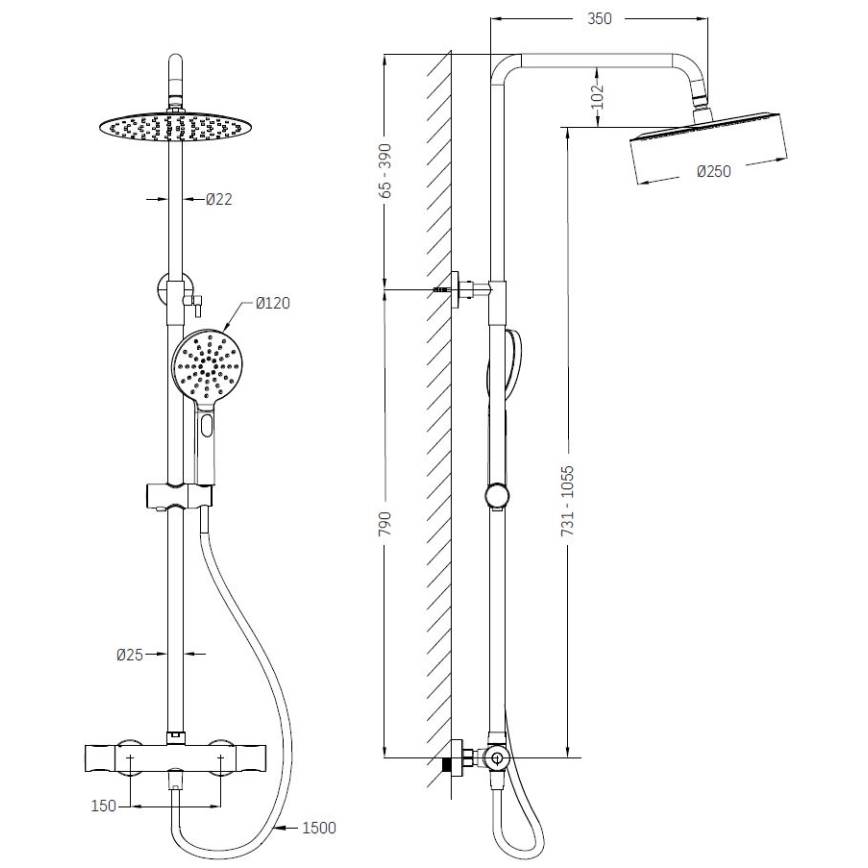 BATH DELUXE 31-120-05-70-00 - Shower set with thermostatic tap DRAGOR brushed brass