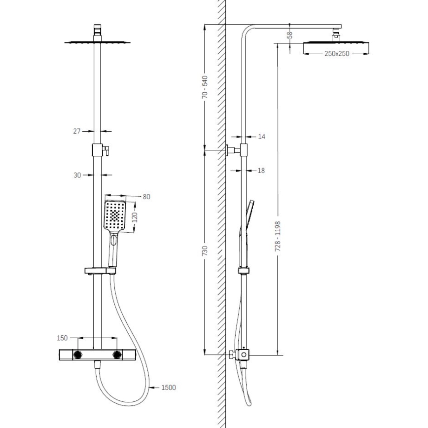 BATH DELUXE 31-120-06-01-00 - Shower set with thermostatic tap NAESBY matte white