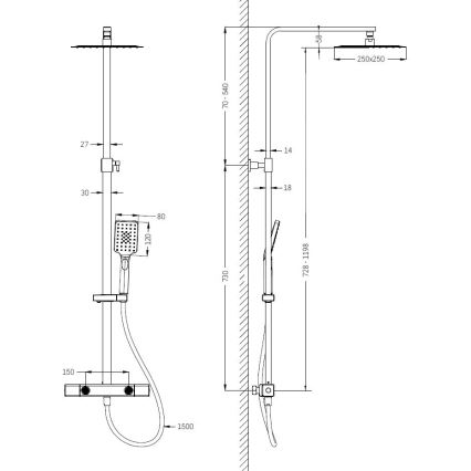 BATH DELUXE 31-120-06-70-00 - Shower set with thermostatic tap NAESBY brushed brass