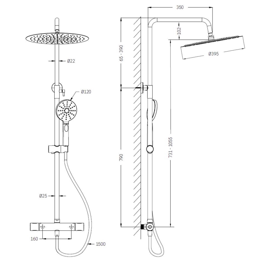 BATH DELUXE 31-120-09-60-00 - Shower set with thermostatic tap DRAGOR shiny chrome