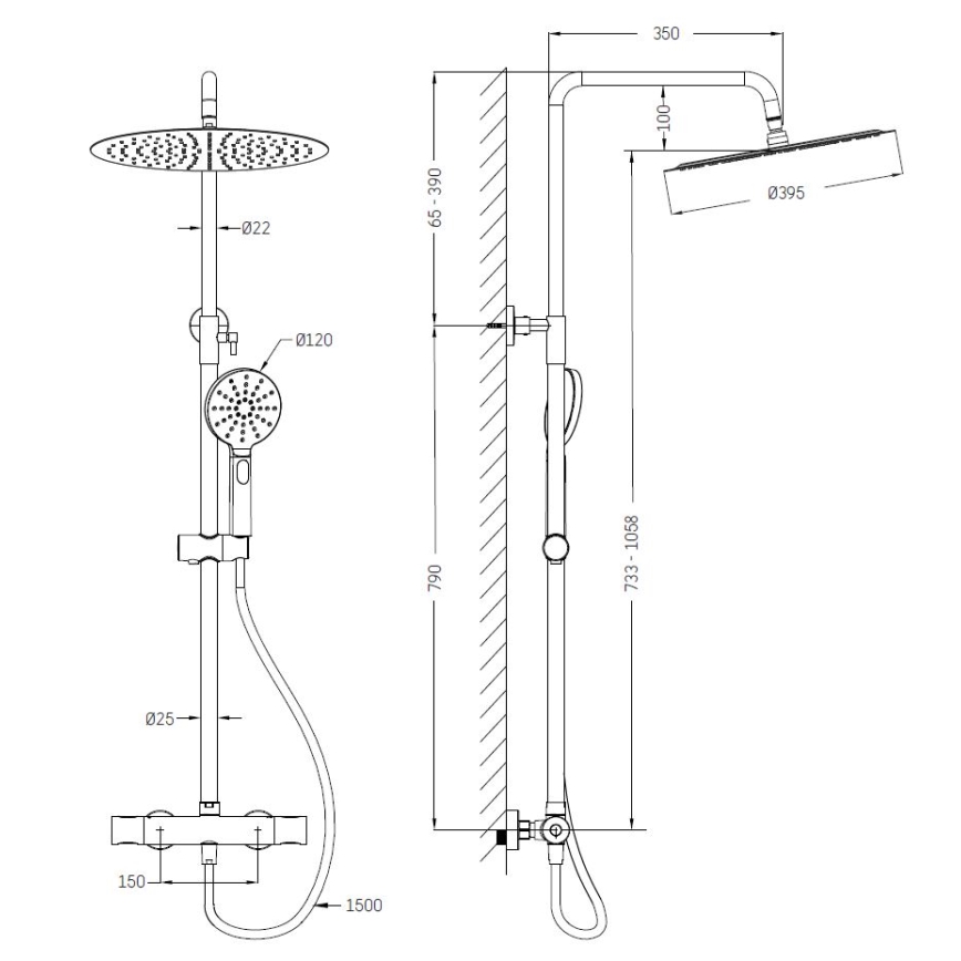 BATH DELUXE 31-120-13-60-00 - Shower set with thermostatic tap DRAGOR shiny chrome