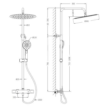 BATH DELUXE 31-120-13-63-00 - Shower set with thermostatic tap DRAGOR matte black