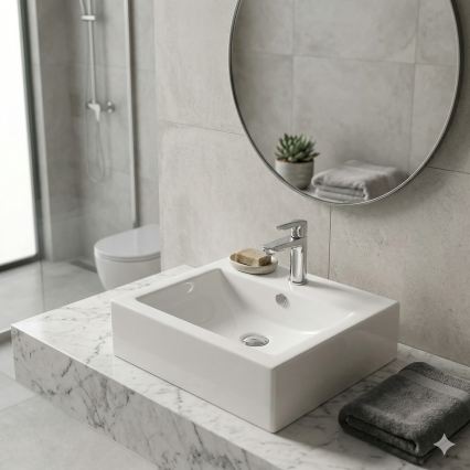 Bathco 0010 - Countertop basin BOLONIA 51 x 45.5 cm porcelain/white