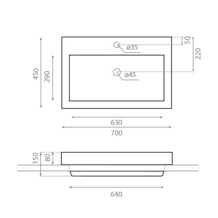 Bathco 0023 - Recessed washbasin MANCHESTER 70 x 45 cm, white porcelain